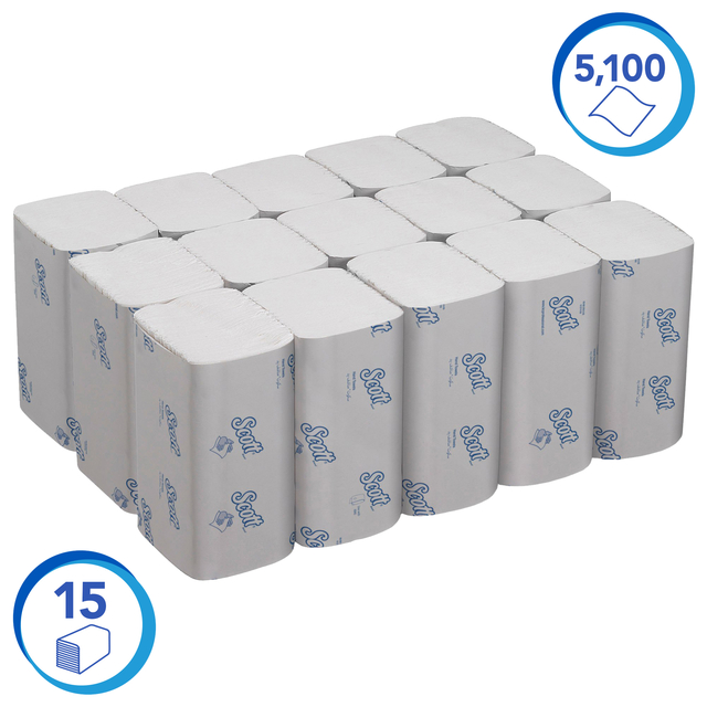 Handdoek Scott Essential i-vouw 1-laags 200x212mm 15x340 vel wit 6617 — Foto 2 van 2