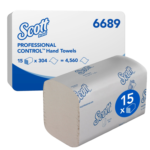 Handdoek Scott Control i-vouw 1-laags 200x210mm 15x304 vel wit 6689 afbeelding