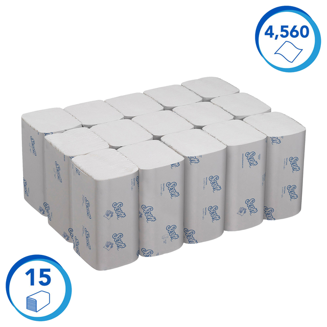 Handdoek Scott Control i-vouw 1-laags 200x210mm 15x304 vel wit 6689 — Foto 2 van 2