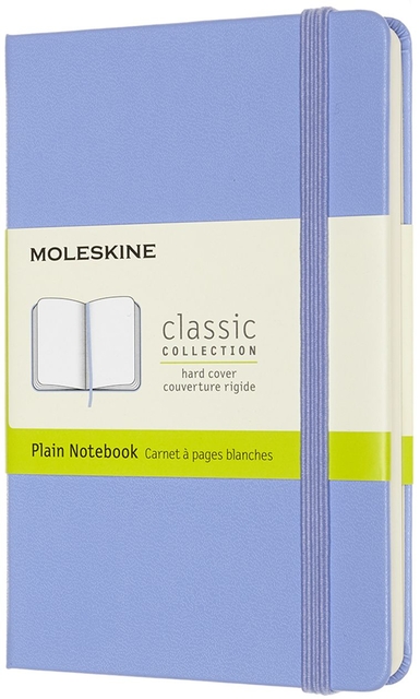 Notitieboek Moleskine pocket 90x140mm blanco hard cover hydrangea blue