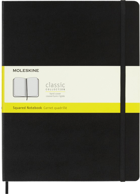 Notitieboek Moleskine XL 190x250mm ruit 5x5 hard cover zwart afbeelding