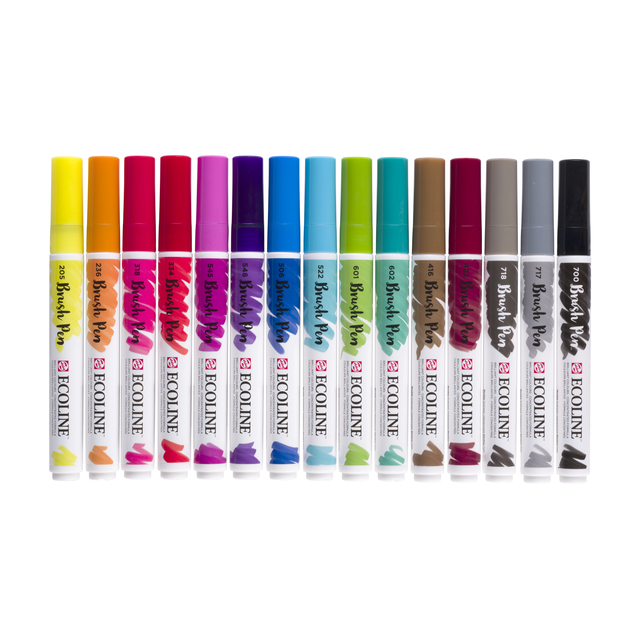 Brushpen Talens Ecoline set à 15 stuks assorti afbeelding