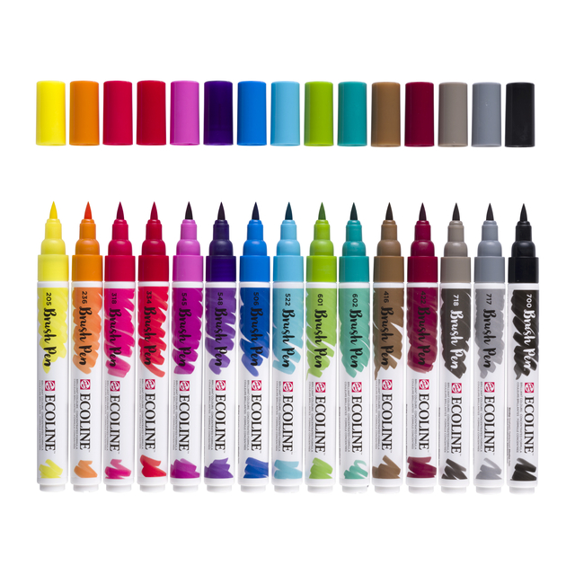 Brushpen Talens Ecoline set à 15 stuks assorti — Foto 2 van 2