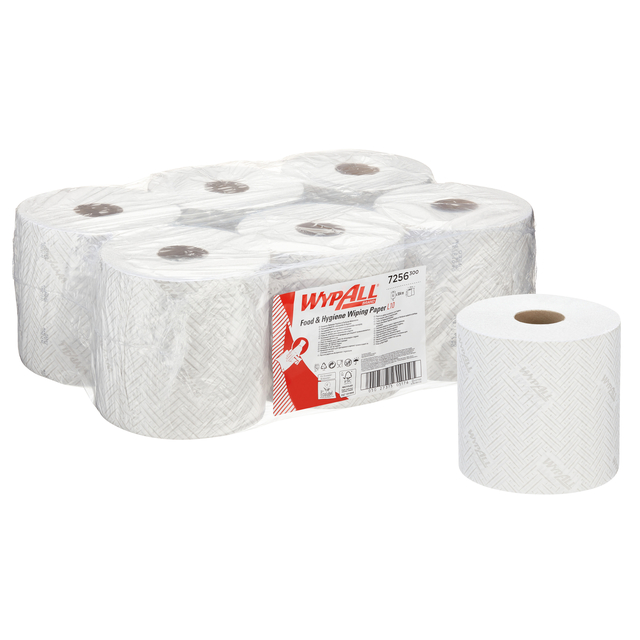 Poetspapier WypAll L10 1-laags 800 vel wit 7256 afbeelding