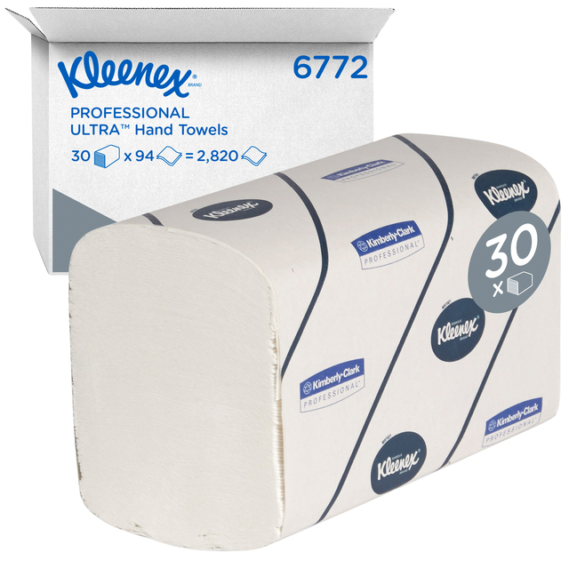 Handdoek Kleenex Ultra i-vouw 2-laags 215x415mm 30x94 vel wit 6772 afbeelding