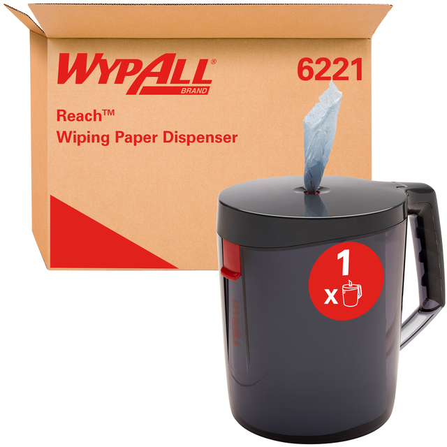 Poetspapierdispenser WypAll L10 Reach draagbare dispenser zwart 6221 afbeelding