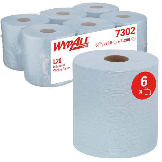 Poetspapier WypAll L20 GeneralClean 2-laags 336 vel blauw 7302