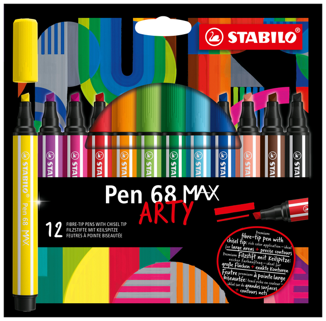 Viltstift STABILO Pen 68 /12 Max Arty assorti etui à 12 stuks afbeelding