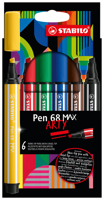 Viltstift STABILO Pen 68 Max Arty assorti etui à 6 stuks afbeelding