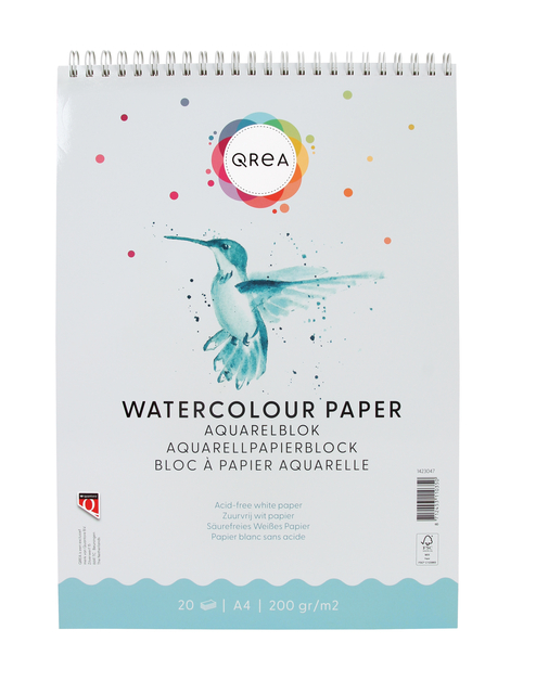 Aquarelblok Qrea A4 20 vel 200gr spiraal afbeelding