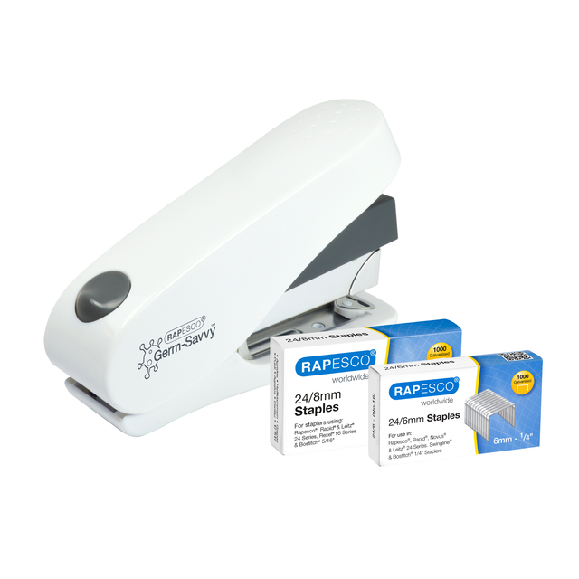 Nietmachine Rapesco Germ-Savvy ECO Luna Less Effort antibacterieel 24/8mm wit afbeelding
