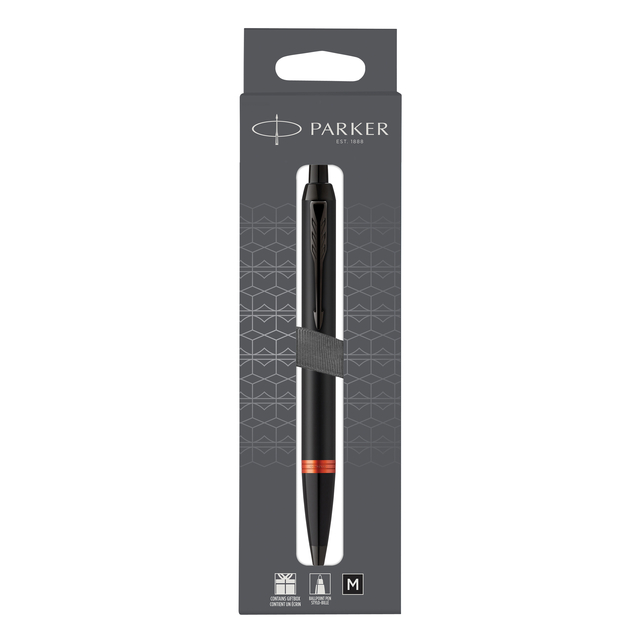 Balpen Parker IM black orange vibrant ring medium blister à 1 stuk afbeelding