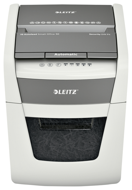 Papiervernietiger Leitz IQ Auto+ Small Office 50X P4 snippers 4x28mm afbeelding