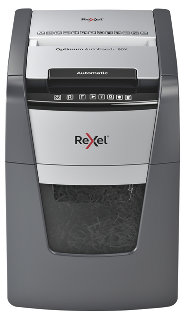 Papiervernietiger Rexel Optimum Auto+ 90X snippers 4x28mm afbeelding