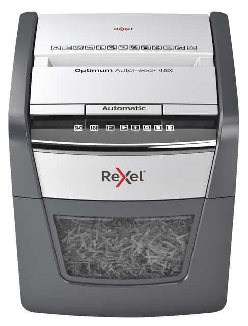 Papiervernietiger Rexel Optimum Auto+ 45X snippers 4x28mm afbeelding