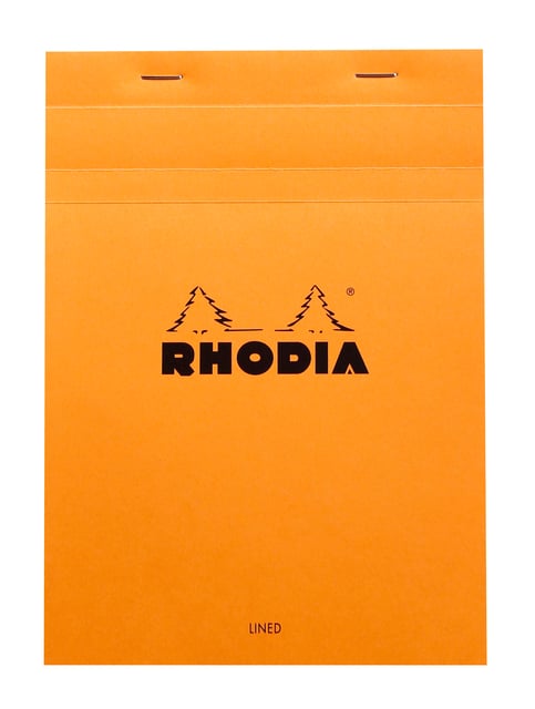 Schrijfblok Rhodia A5 lijn 80 vel 80gr met kantlijn oranje afbeelding