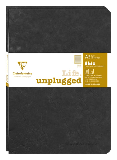 Schrift Clairefontaine A5 lijn 96 pagina&apos;s 90gr zwart seal à 2 stuks afbeelding