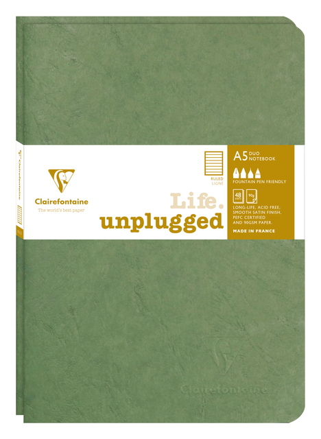 Schrift Clairefontaine A5 lijn 96 pagina&apos;s 90gr groen seal à 2 stuks afbeelding