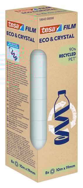 Plakband Tesa eco&crystal 59043 19mmx10m transparant 8 rollen afbeelding