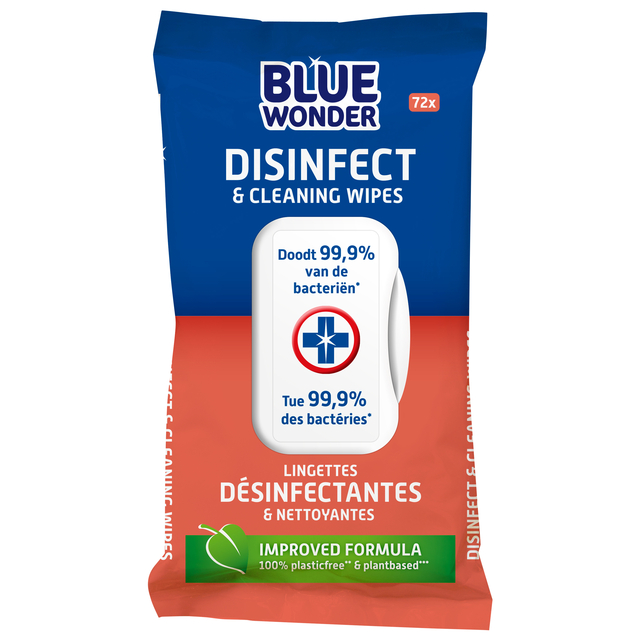 Desinfectiereinigerdoekjes Blue Wonder 72stuks afbeelding
