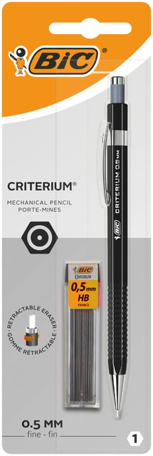 Vulpotlood Bic Criterium HB 0.5mm inclusief 12 stiften zwart blister à 1 stuk afbeelding
