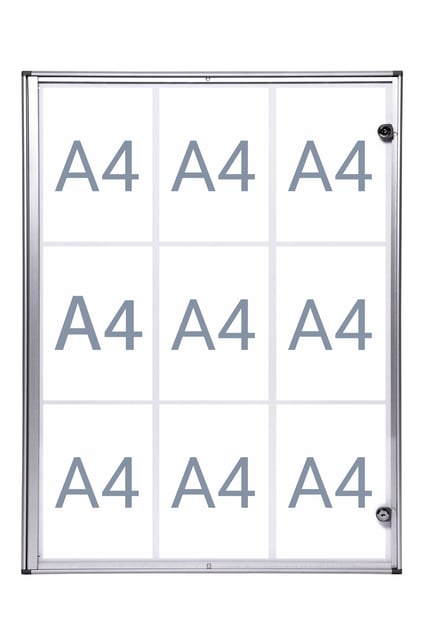 Binnenvitrine wand MAULextraslim whiteboard 9xA4 met slot afbeelding