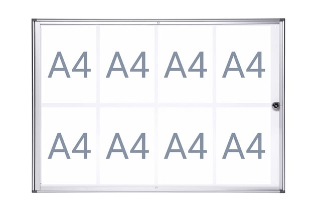 Binnenvitrine wand MAULextraslim whiteboard 8xA4 met slot afbeelding