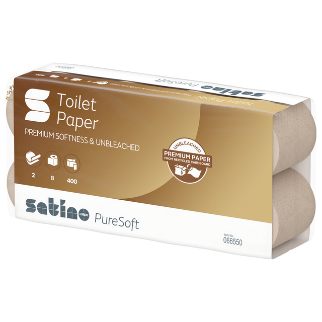 Toiletpapier Satino MT1 PureSoft 2-laags 400 vel naturel 066550 afbeelding