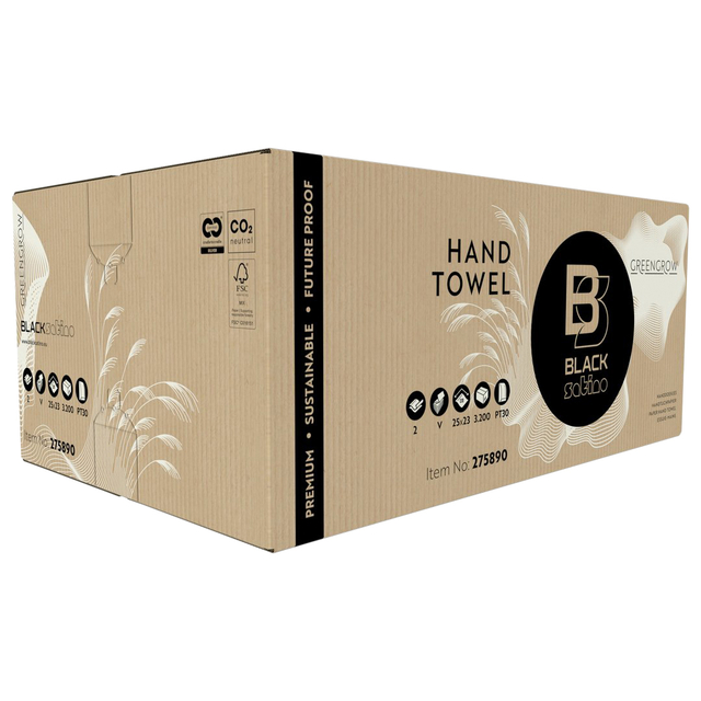 Handdoek BlackSatino GreenGrow PT30 V-vouw 2-laags 250x230mm 15x214vel naturel 275890 afbeelding