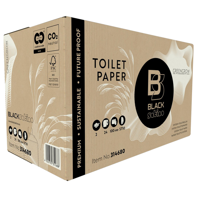 Toiletpapier BlackSatino GreenGrow ST10 systeemrol 2-laags 712vel naturel 314680 afbeelding