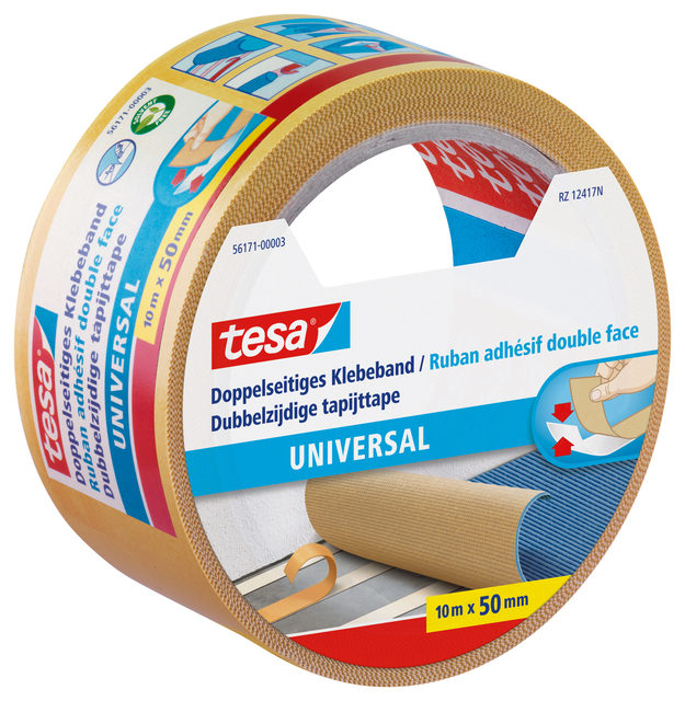 Tapijttape tesa® universal 10mx50mm dubbelzijdig wit afbeelding