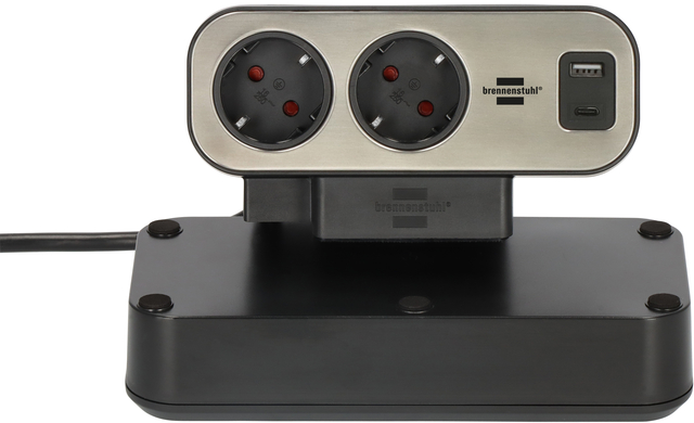 Stekkerdoos Brennenstuhl bureau Estilo 10 voudig inclusief 1 USB C, 1 USB A, 2 meter zilver/zwart afbeelding