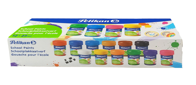 Plakkaatverf Pelikan 20ml assorti doos à 12 potjes afbeelding