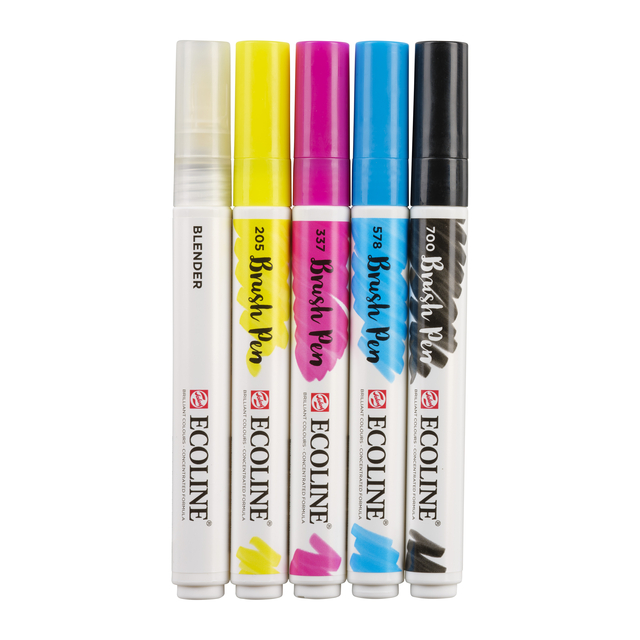 Brushpen Talens Ecoline set à 5 stuks primair afbeelding