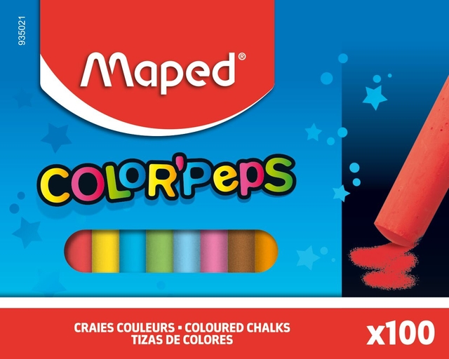 Schoolbordkrijt Maped Color&apos;Peps assorti stofvrij afbeelding