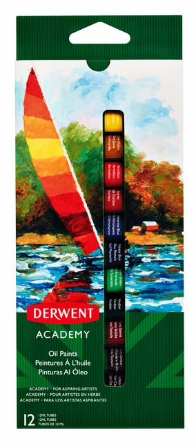 Olieverf Derwent Academy blister à 12 tubes à 12ml assorti afbeelding