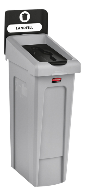 Deksel Rubbermaid Slim Jim Recyclestation gesloten zwart — Foto 2 van 2