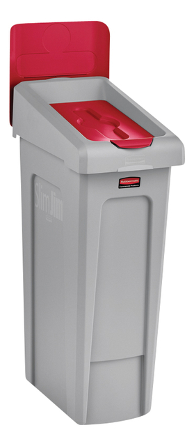 Deksel Rubbermaid Slim Jim Recyclestation gesloten rood — Foto 2 van 2