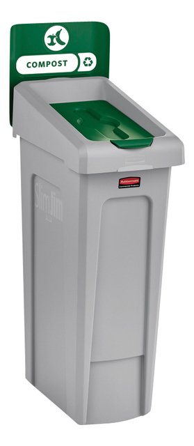 Deksel Rubbermaid Slim Jim Recyclestation gesloten groen — Foto 2 van 2