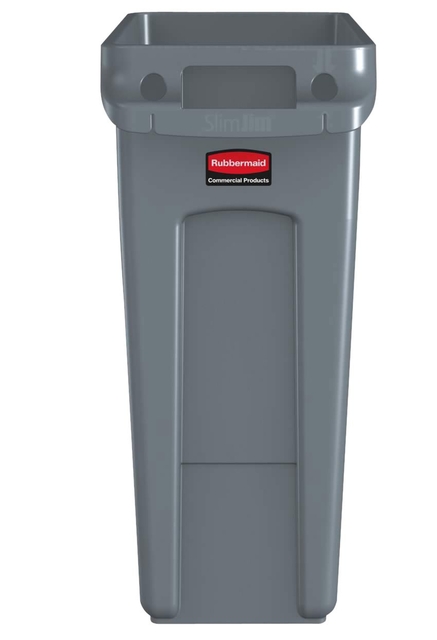 Afvalbak Rubbermaid Slim Jim Vented met luchtsleuven 60liter grijs — Foto 2 van 2
