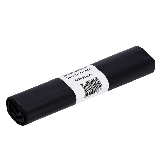 Afvalzak Cleaninq 45x50cm LDPE recycled T25 15L zwart rol à 20 stuks afbeelding