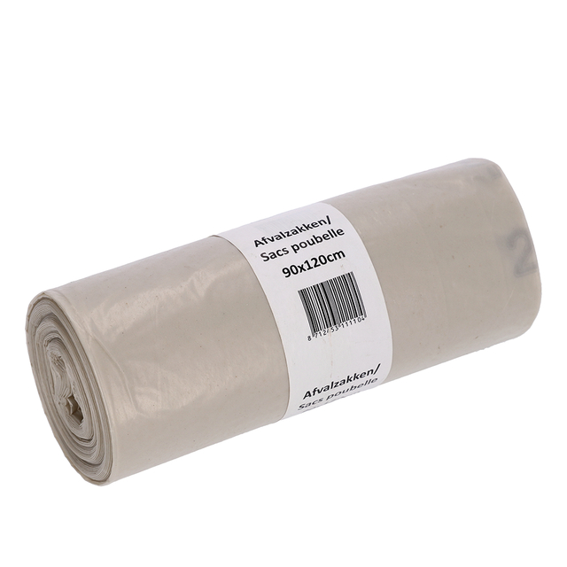 Afvalzak Cleaninq 90x120cm LDPE recycled T80 190L transparant rol à 10 stuks afbeelding