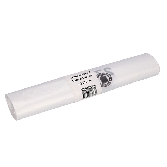 Afvalzak Cleaninq 63x70cm HDPE recycled T15 50L transparant rol à 25 stuks afbeelding