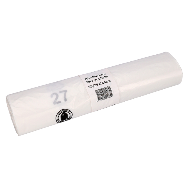 Afvalzak Cleaninq 65/25x140cm HDPE recycled T25 240L transparant rol à 10 stuks afbeelding