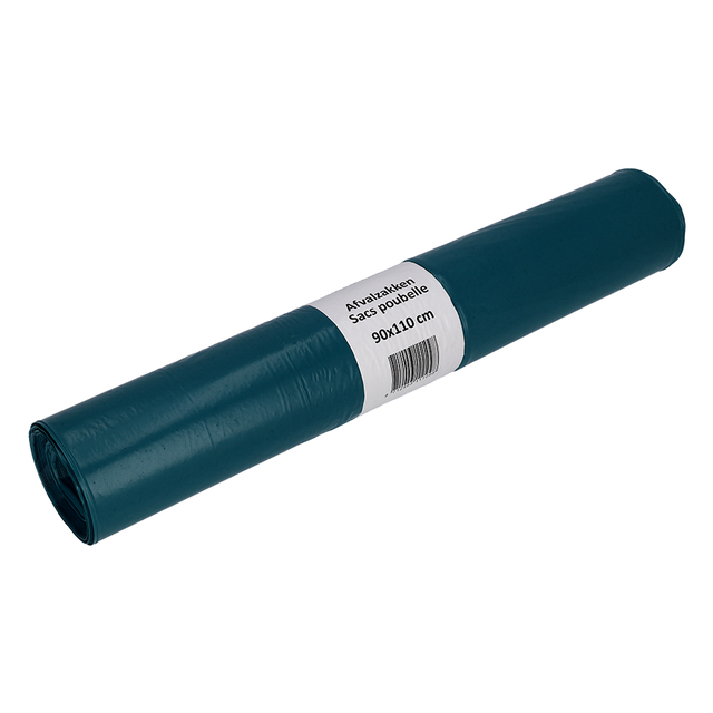 Afvalzak Cleaninq 90x110cm LDPE recycled T60 160L blauw rol à 20 stuks afbeelding