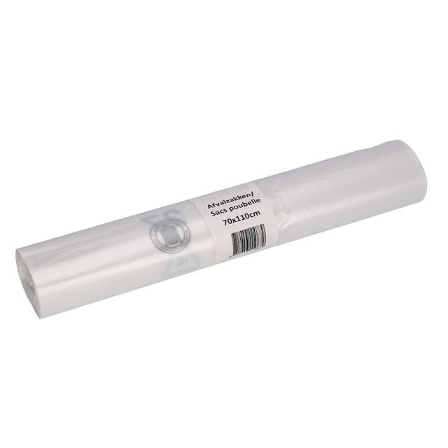 Afvalzak Cleaninq 70x110cm HDPE recycled T25 120L transparant afbeelding