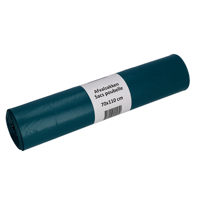 Afvalzak Cleaninq 70x110cm LDPE recycled T70 120L blauw rol à 20 stuks afbeelding