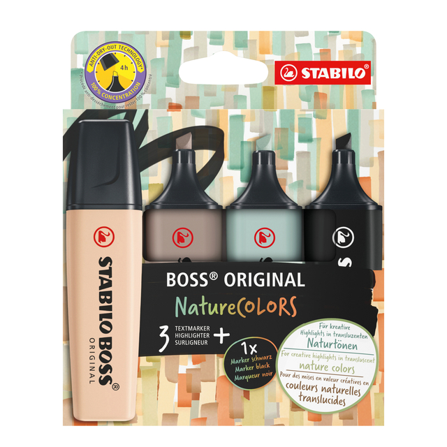 Markeerstift STABILO Boss 70/4 nature colors etui à 4 stuks afbeelding