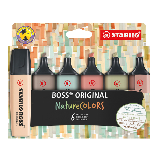 Markeerstift STABILO Boss 70/6 nature colors etui à 6 stuks afbeelding
