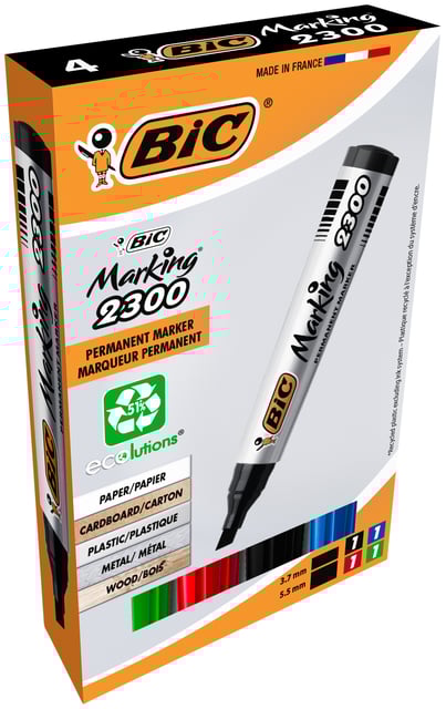 Viltstift Bic 2300 ecolutions schuin medium doos à 4 stuks afbeelding